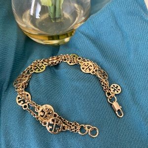 Tory Burch Logo 3-Chain Gold Bracelet